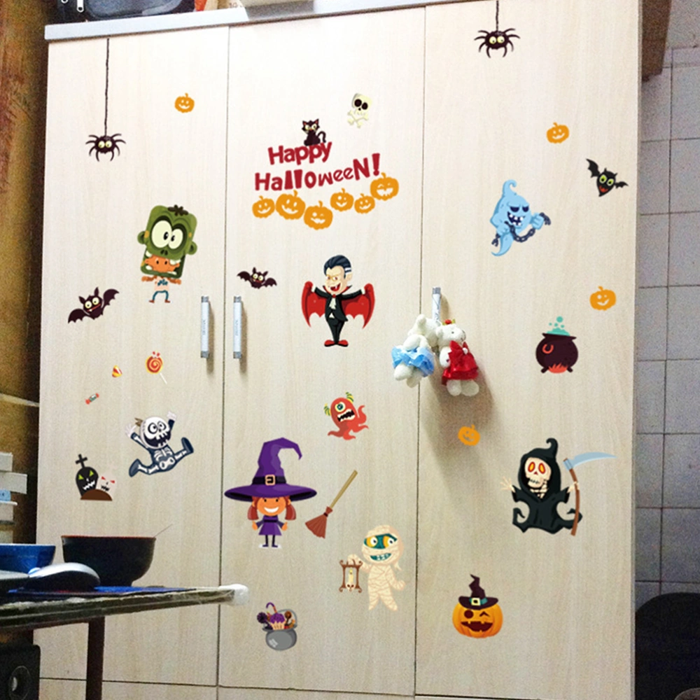 2 Sheets Halloween Wall Decor Refrigerator Sticker Halloween Party Favors