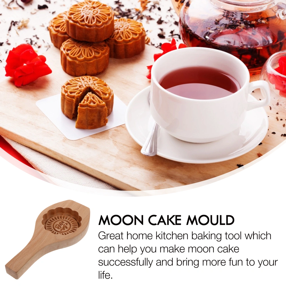 2Pcs Wooden Moon Cake Molds Creative Household Baking Tools for Kitchen (Wood)