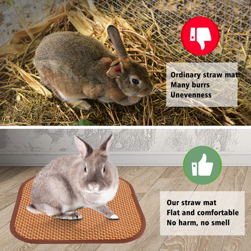 4Pcs Rabbit Grass Mat Woven Bed Pad Cushion Bunny Cooling Mat for Small Animals