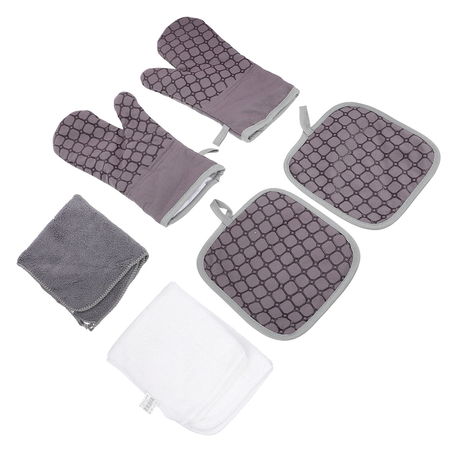 2 Sets Oven Mittens and Towels Heat Resistant Mats Kitchen Cooking Baking Tool