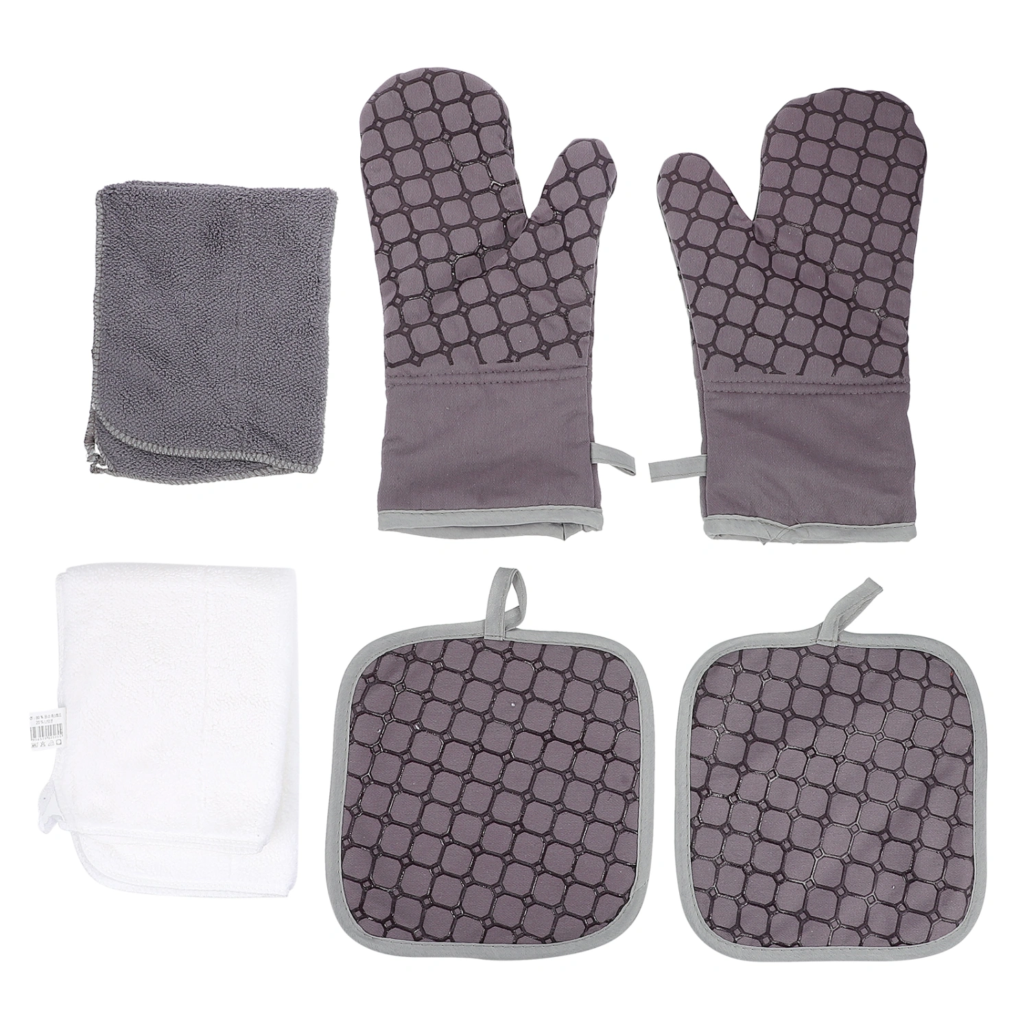 2 Sets Oven Mittens and Towels Heat Resistant Mats Kitchen Cooking Baking Tool