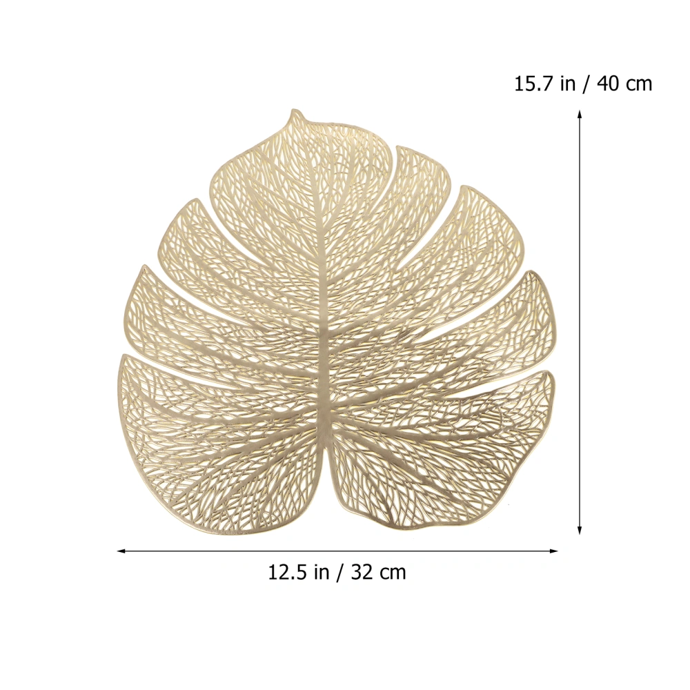 3pcs Cup Placemat PVC Monstera Design Coasters Dining Mat Imitation Plant Coasters (Golden)