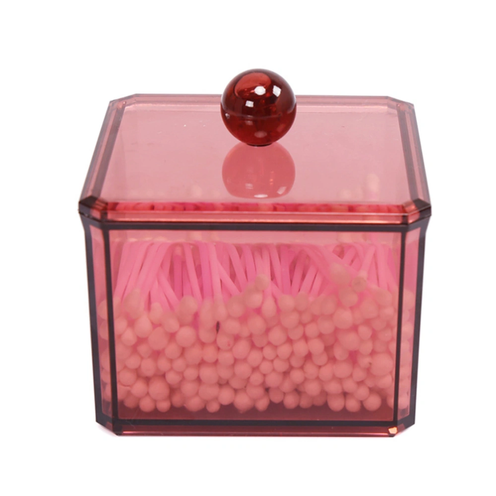 2 Pcs Cotton Ball and Swab Holder Organizer Clear Acrylic Cotton Pad Box Container for Cotton Swabs Q-Tips Makeup Pads Cosmetics and More(Dark Red)