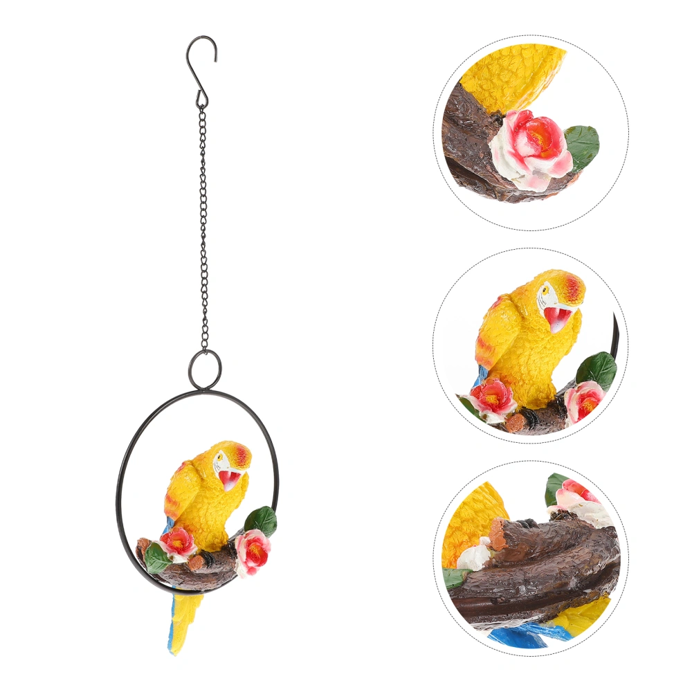 1PC Simulated Resin Parrot Pendant Iron Ring Small Bird Hanging Decor (S)