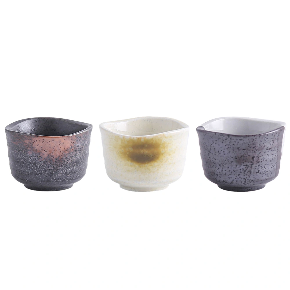 3pcs Japanese Style Sake Cups Ceramic Sake Serving Cups (Assorted Color)