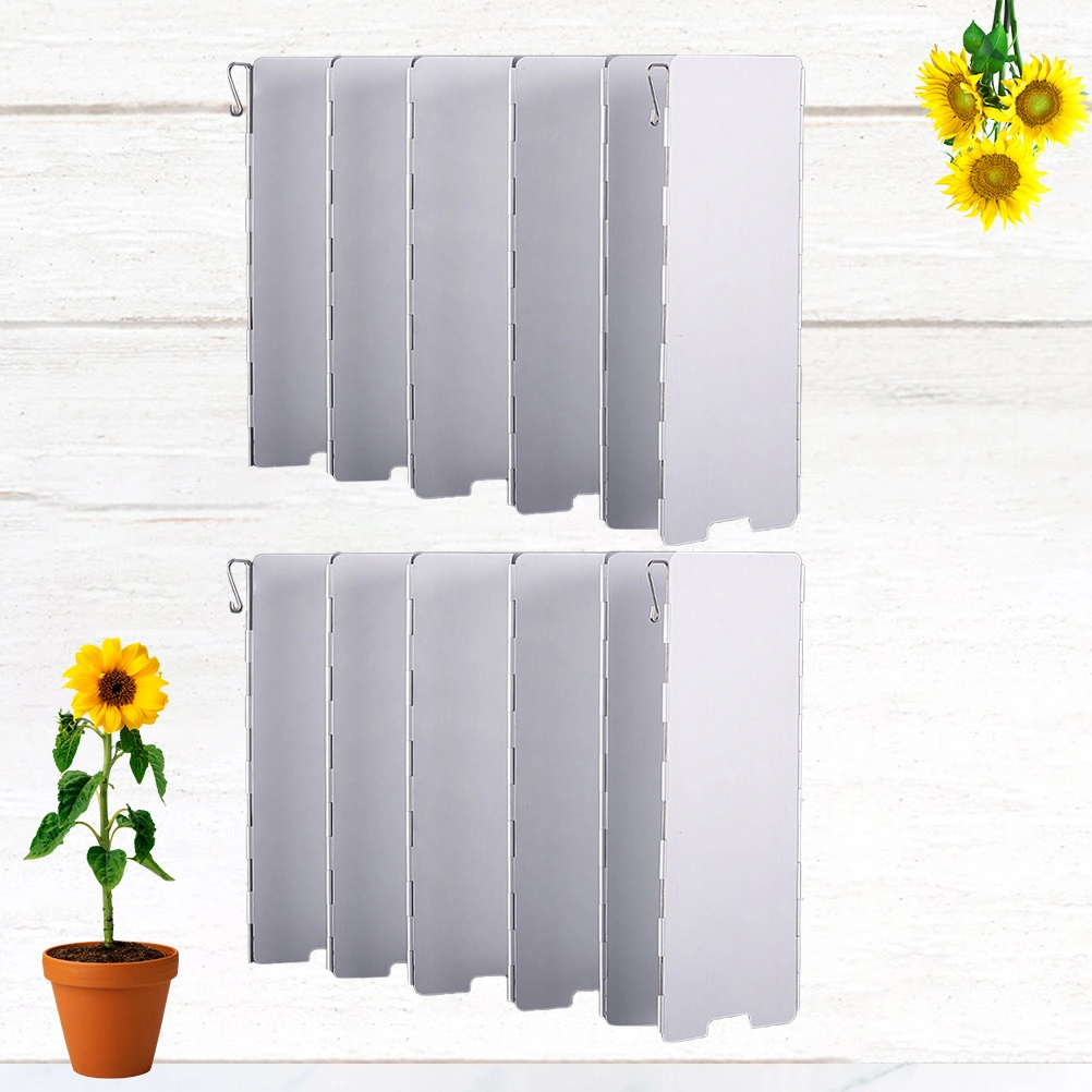 1 Pc Camping Wind Shield Foldable Lightweight Aluminium Alloy Wind Shield with Carry Bag for Barbecue Outdoor Camping Picnic (12 Sheet, Silver)