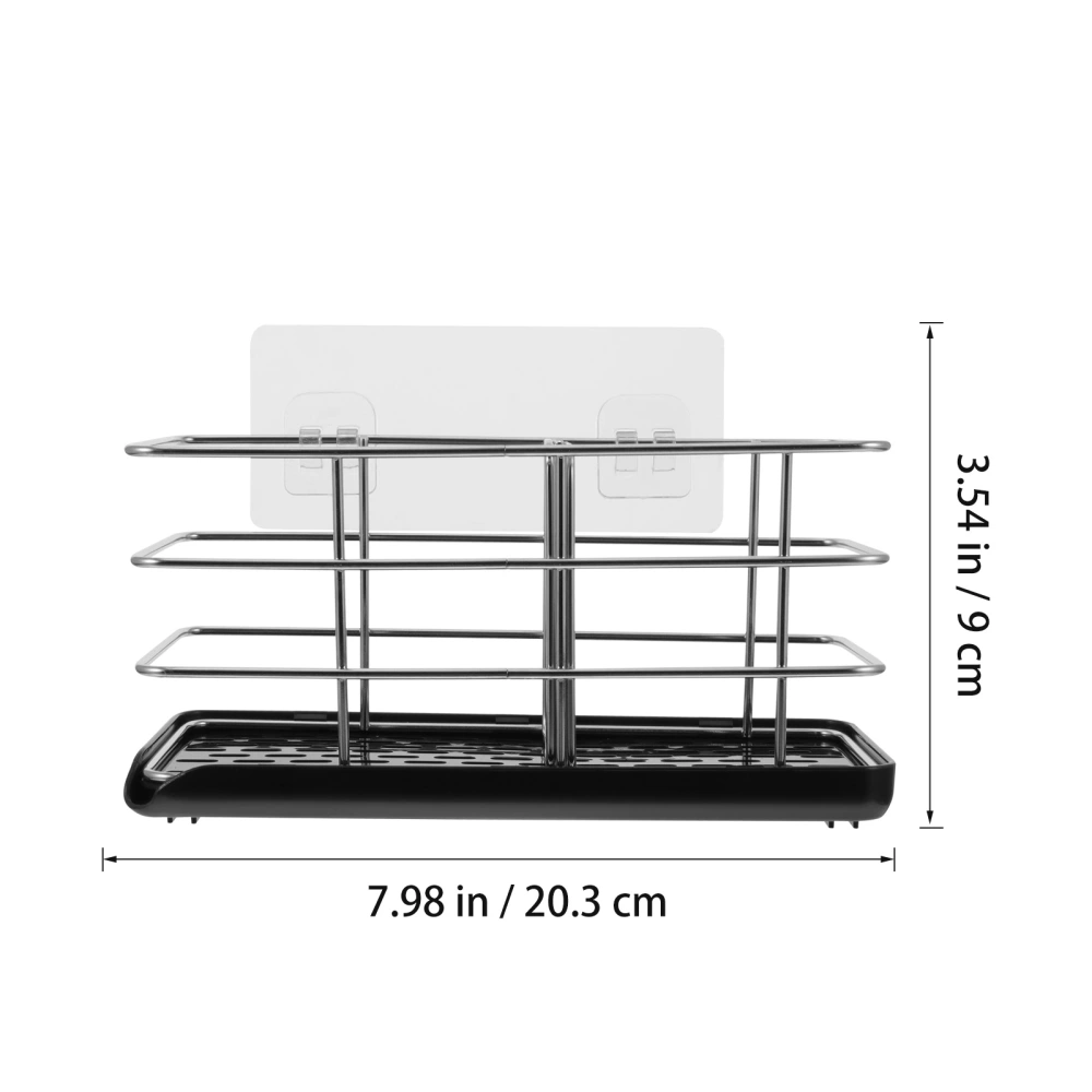 1pc Kitchen Dishcloth Chopsticks Drain Rack Stainless Steel Storage Rack (Black)