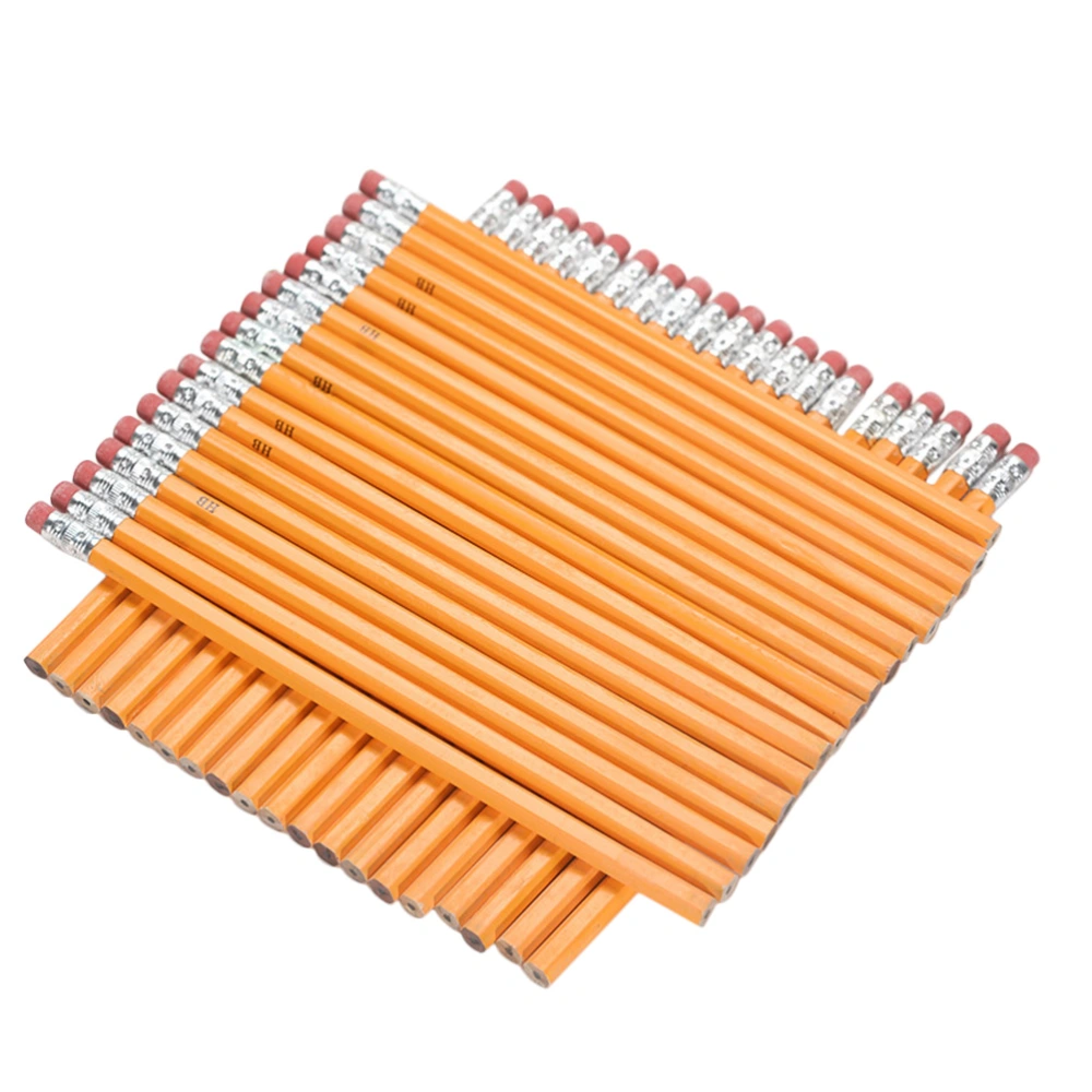 60pcs Multifunction Writing Wooden HB Pencils with Eraser Students Painting Sketch Writing Student Stationery (Yellow)