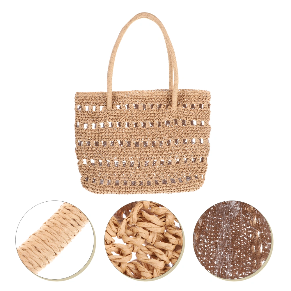 Beach Handbag Woven Beach Bag Lightweight Hollow Handbag for Women Lady