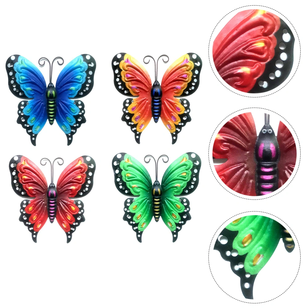 4pcs Wall Decoration Wrought Iron Butterflies Decoration Wall Hanging Pendant