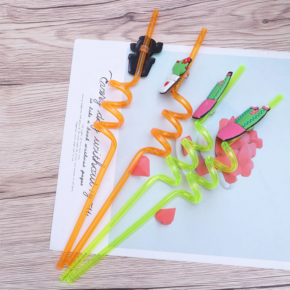 28pcs Drinking Straw Cactus Straw Creative Straw Cactus Sip Stirrers for Mexico Theme Party