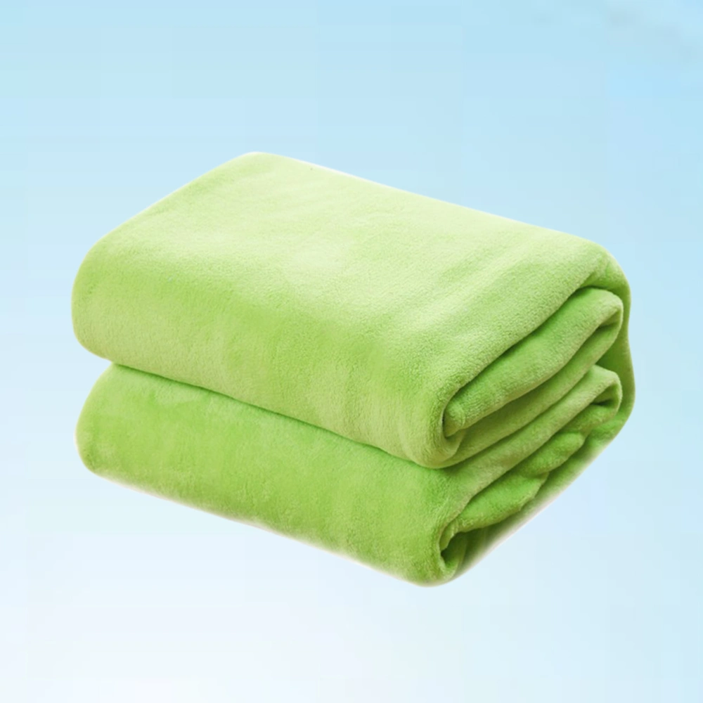 Pure Color Flannel Fleece Blanket Couch Solid Color Bed Blanket Sheet 100x140cm (Green)