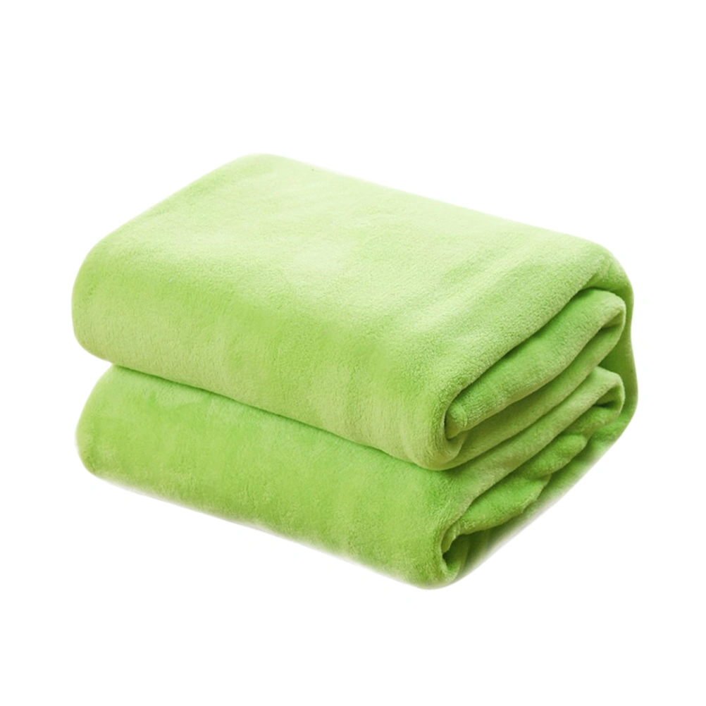 Pure Color Flannel Fleece Blanket Couch Solid Color Bed Blanket Sheet 100x140cm (Green)