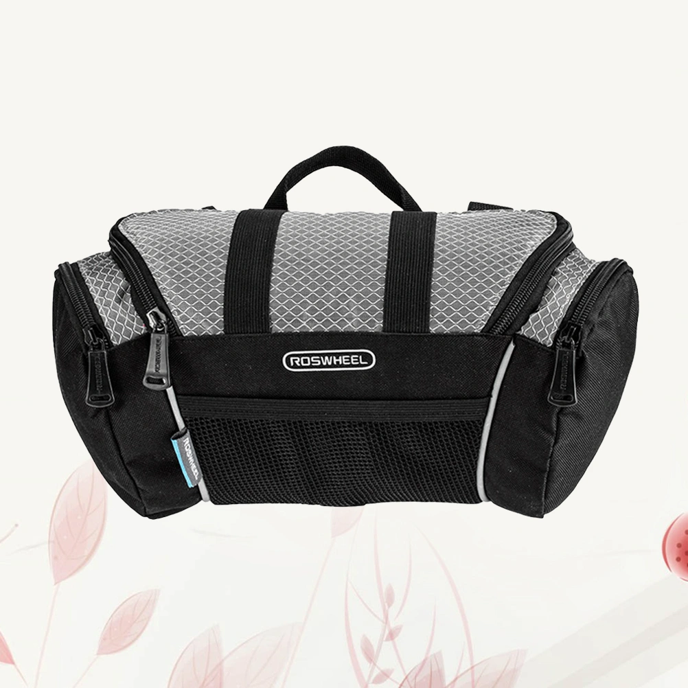 Handlebar Bag Cycling Front Storage Bag Foldable Bycicle Frame Pouch Head Tube Organizer for Traveling Riding(Grey)