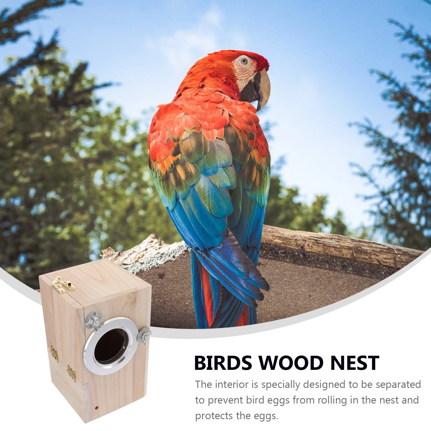 Bird Breeding Nest Parakeet Nesting Box Natural Wood House Parrots Mating Box