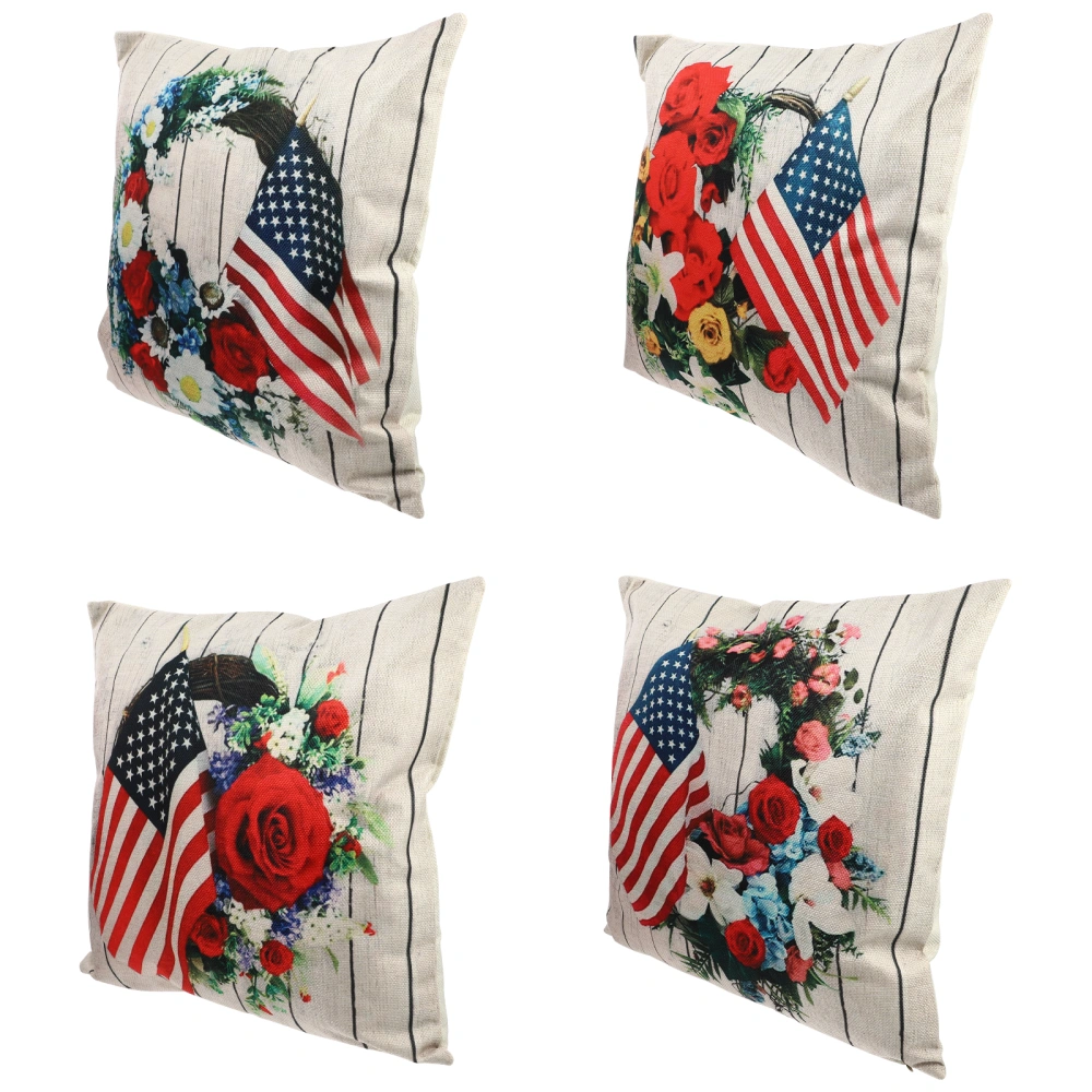 4pcs Independence Day Pillowslips Chair Seat Cushion Cover Delicate Pillow Case