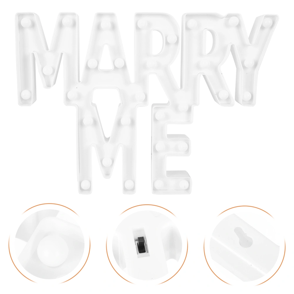 1Pc Proposal Scene Layout Prop Light Marry Me Pattern Light Decor for Party