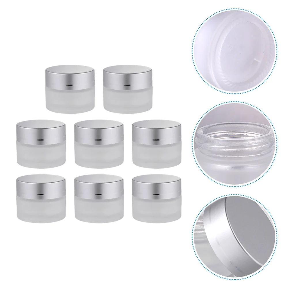 8pcs 10g Portable Cream Jars Glass Cosmetic Dispenser Empty Refillable Jars