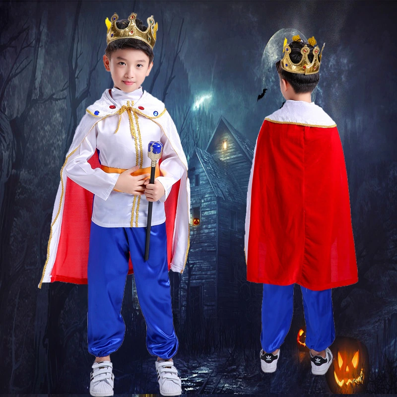 1 Set Boy Prince Clothing King Cloak Crown Halloween Cosplay Performance Costume Party Clothes