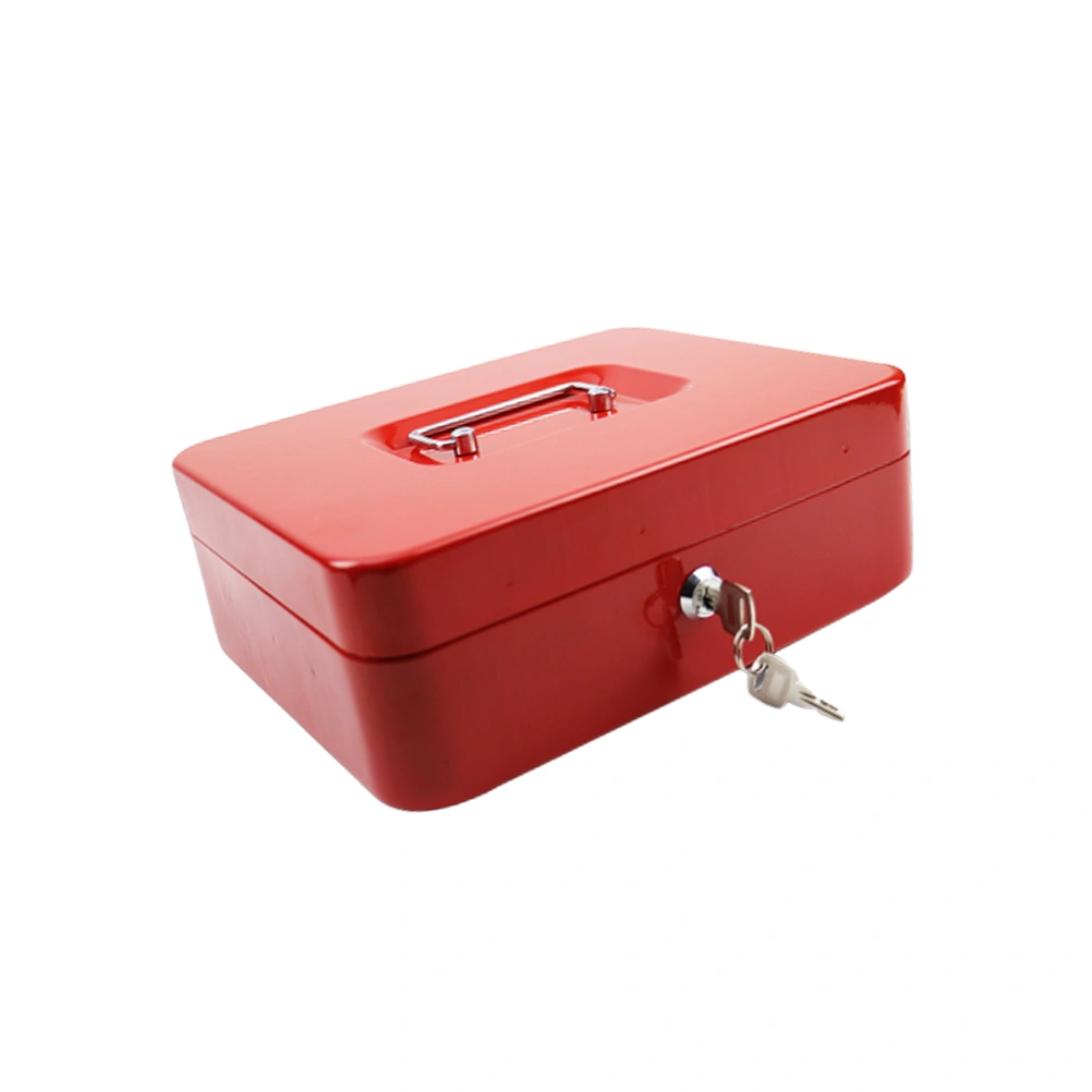 Anti-theft Portable Cash Box Durable Money Holder Household Cashier Storage Case With 2pcs Keys (Red Size XS)