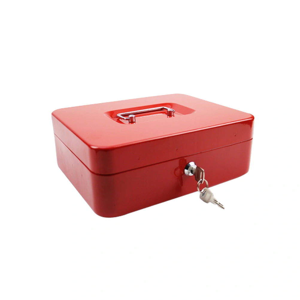 Anti-theft Portable Cash Box Durable Money Holder Household Cashier Storage Case With 2pcs Keys (Red Size XS)