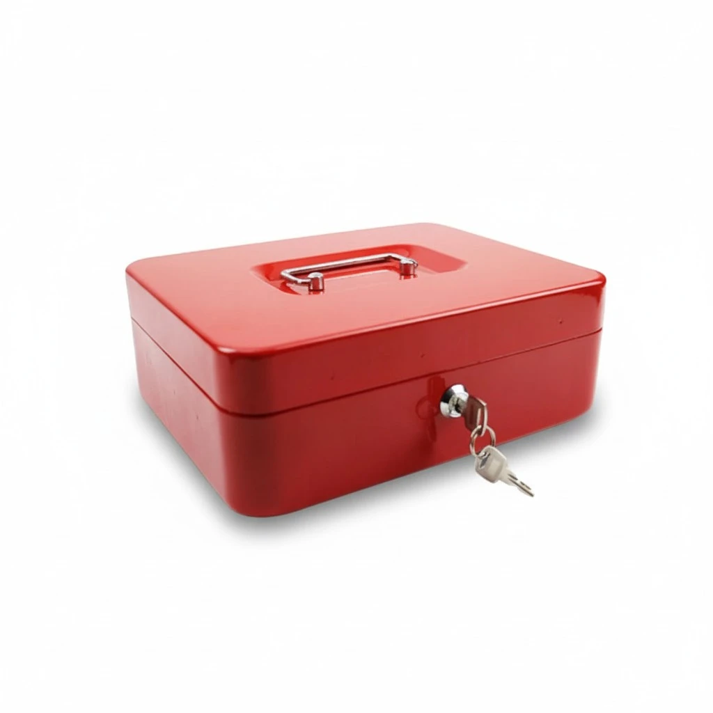 Anti-theft Portable Cash Box Durable Money Holder Household Cashier Storage Case With 2pcs Keys (Red Size XS)
