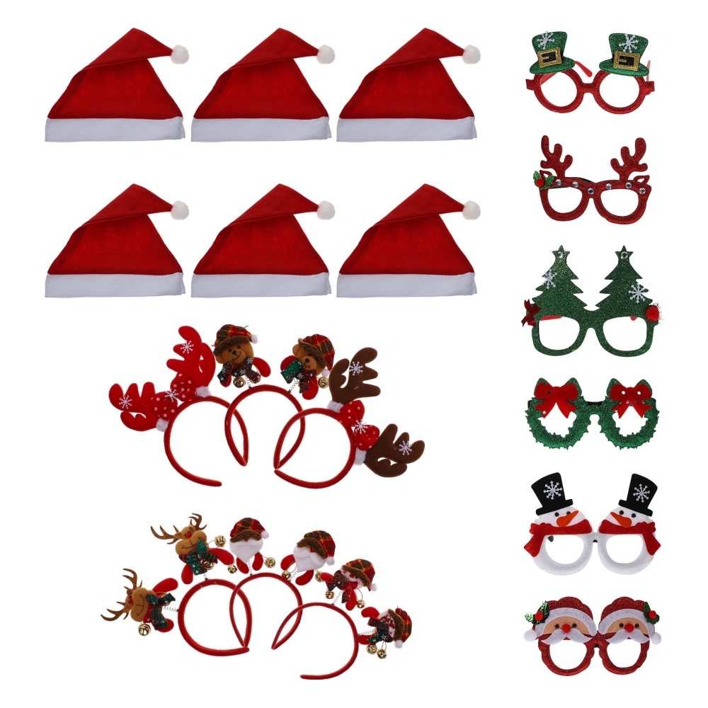 1 Set Interesting Christmas Party Props Christmas Hat Eyeglasses Hair Props