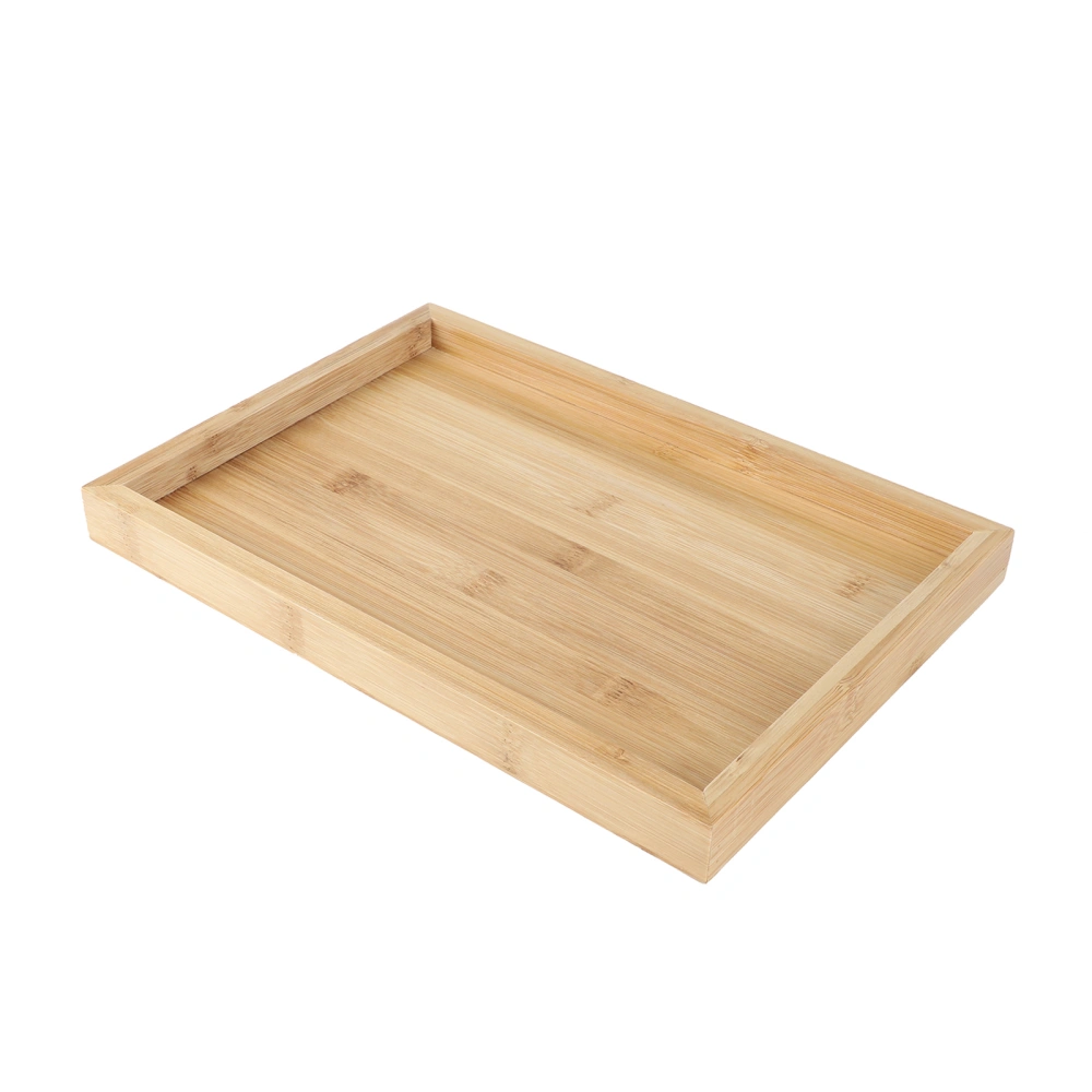 1Pc Bamboo Food Serving Tray Bread Tray Practical Rectangular Tray Khaki