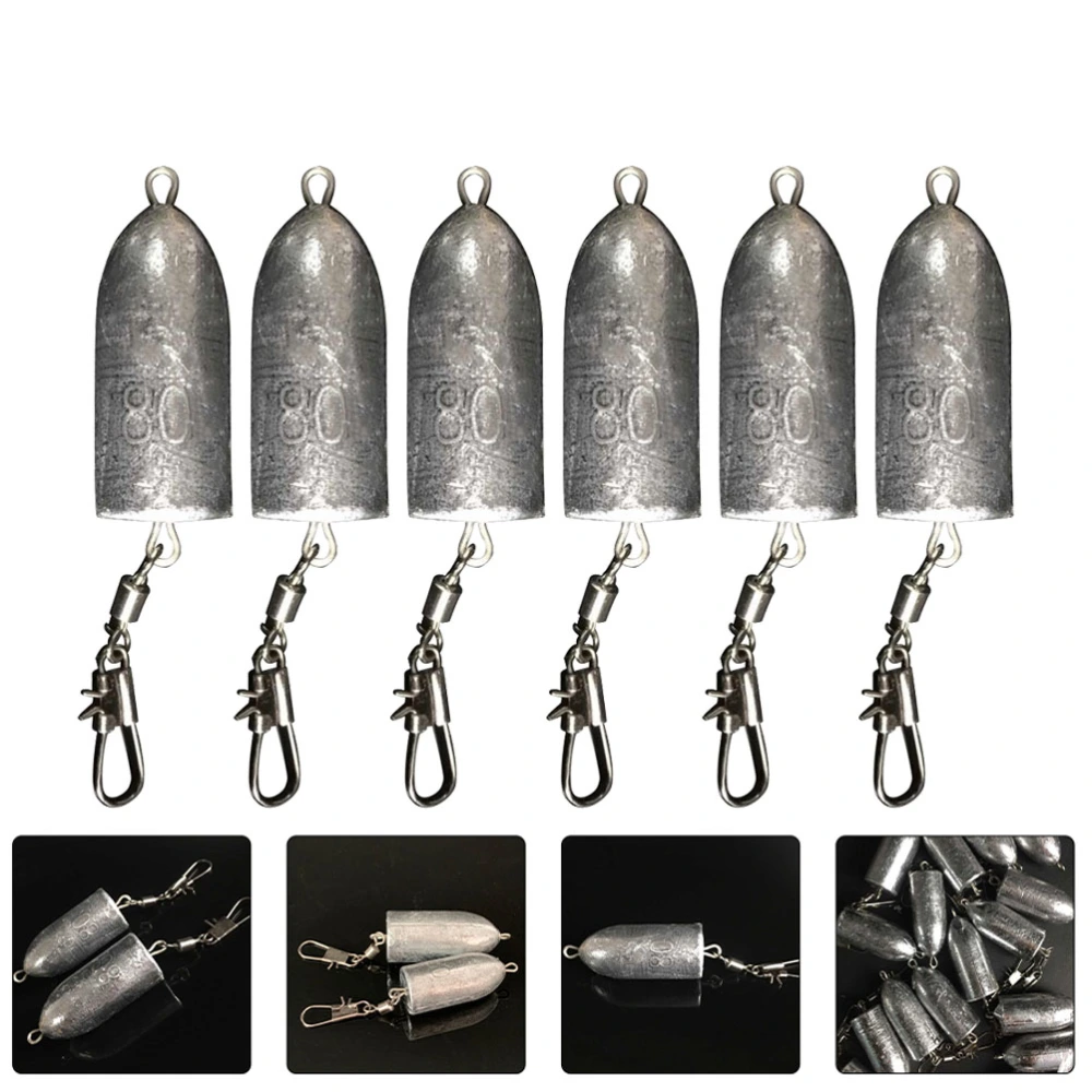 6PCS Fishing Lead Weights Bullet Lead Sinkers Fishing Lead Sinkers Fishing Tools