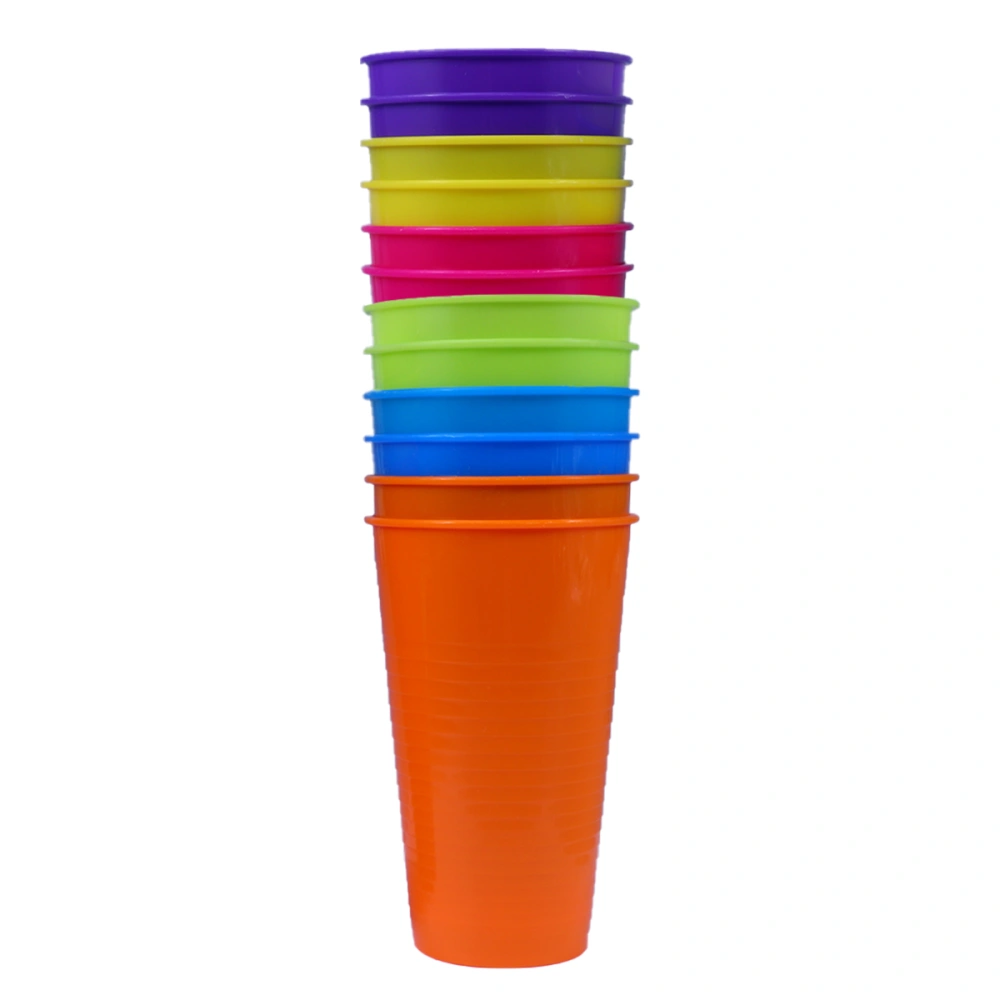 12pcs Plastic Drinking Cups Reusable Holiday Party Tableware Beverage Juice Cups Party Supplies (Yellow Red Purple Green Blue and Orange for Each 2pcs)