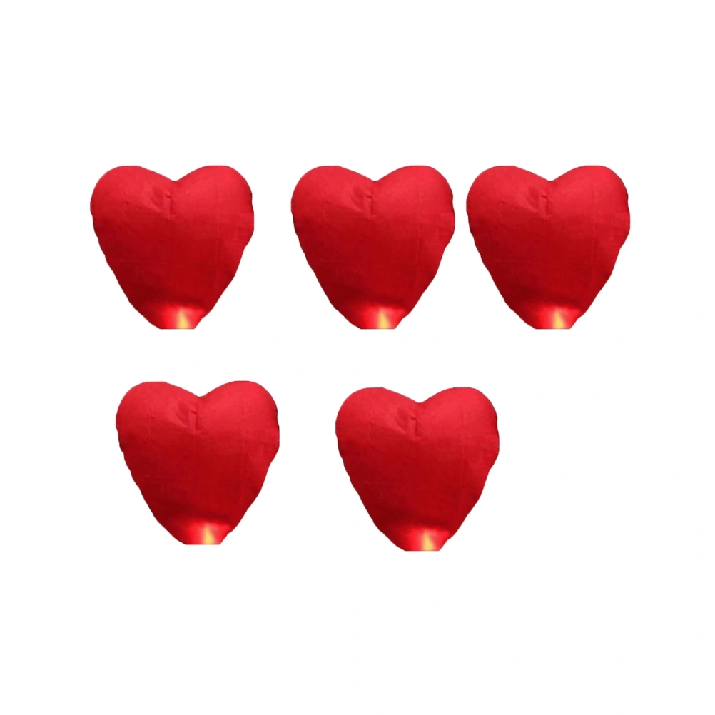 5Pcs Heart Shaped Sky Lantern Chinese Kongming Lantern Wishing Lamps for Birthday Wedding Festival