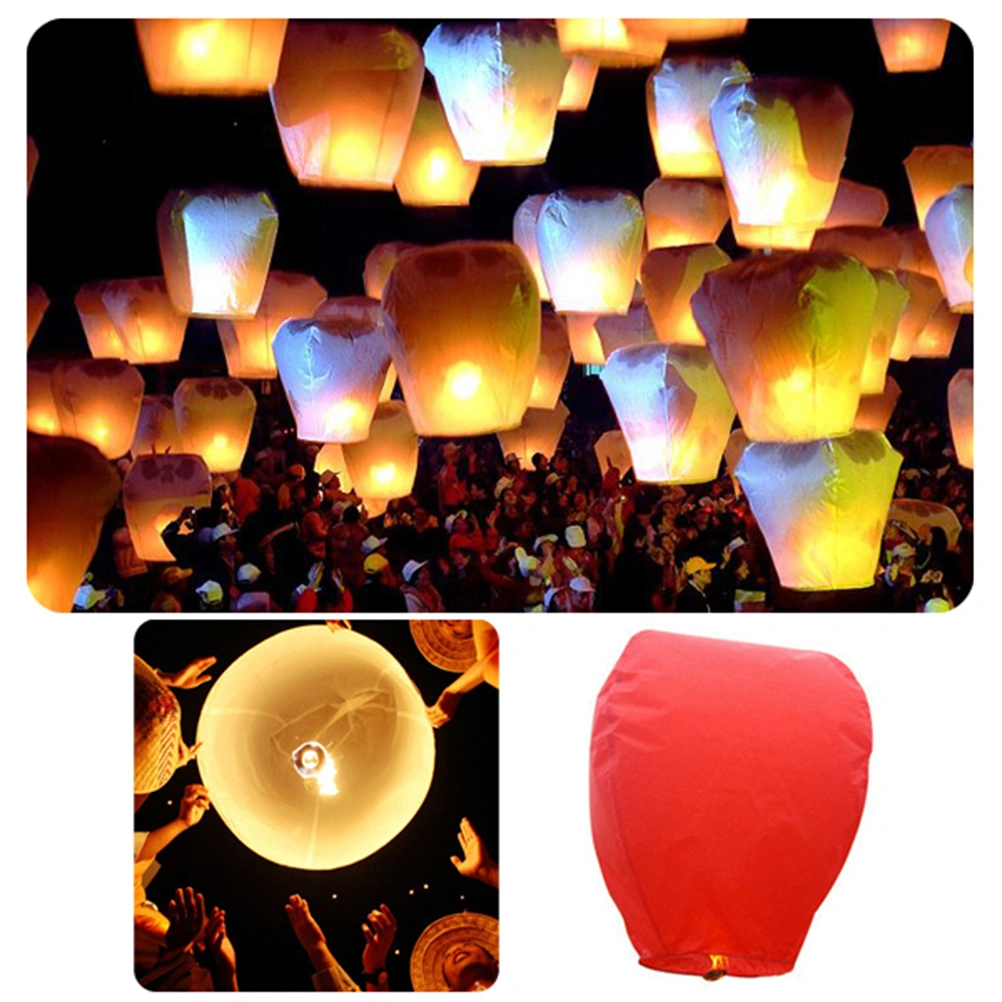 5Pcs Heart Shaped Sky Lantern Chinese Kongming Lantern Wishing Lamps for Birthday Wedding Festival