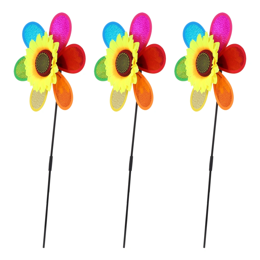 3Pcs Decorative Sunflower Windmill Toys Garden Children Toys Pinwheel Plaything