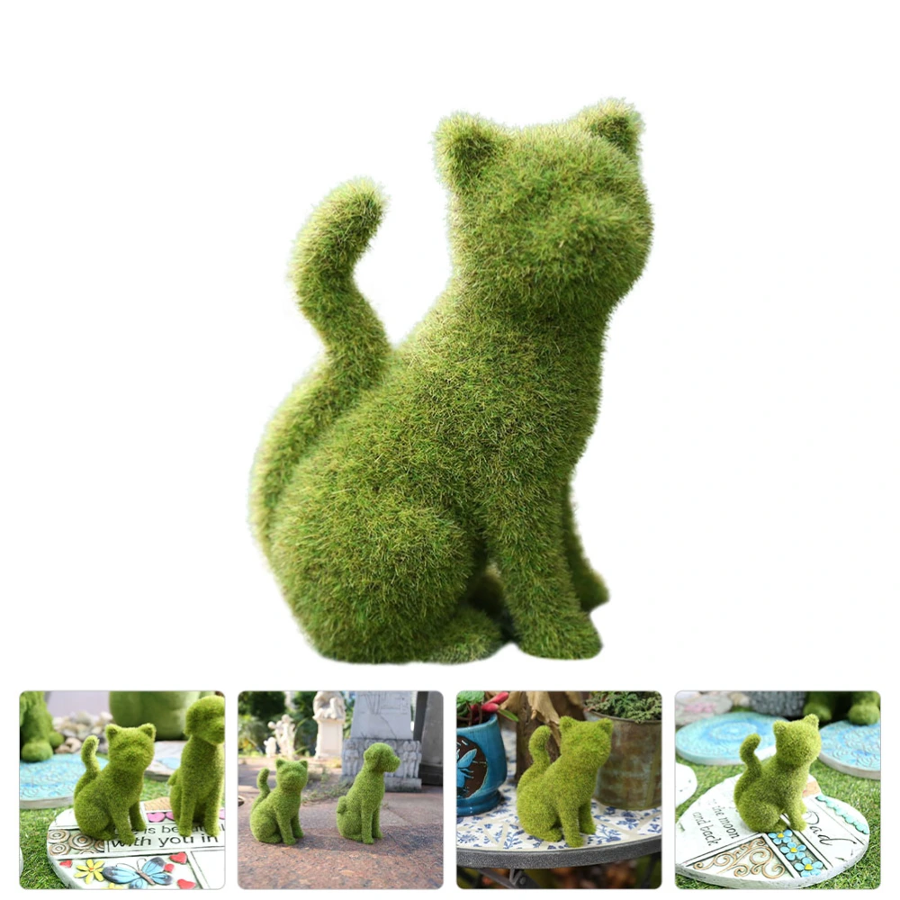 Cat Figurine Cartoon Style Garden Ornament Outdoor Yard Flocking Cat Decor