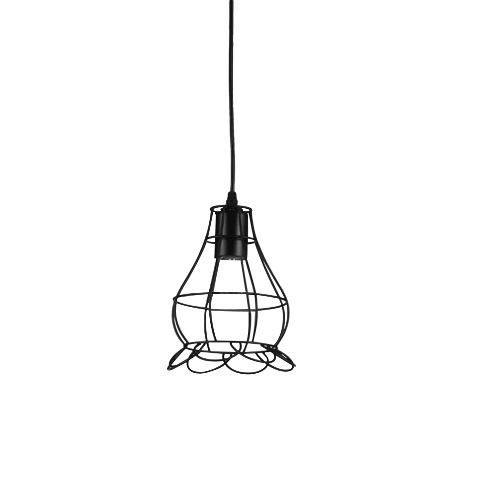 Metal Country Style Ceiling Pendant Lamp Chandelier for Restaurant and Coffee Shop Decoration - Type E, Excluding Light Bulb (Black)