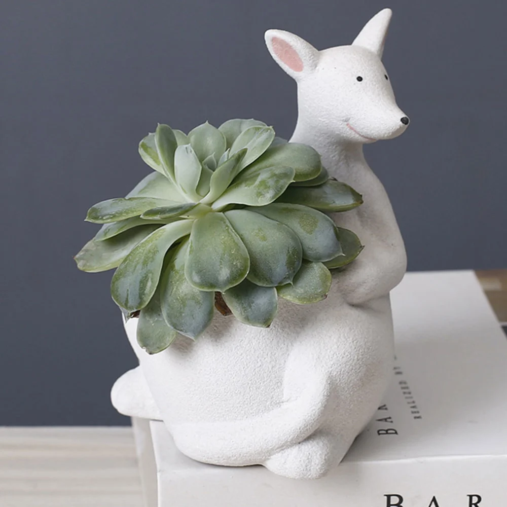 1Pc Decorative Flowerpot Ceramic Animal Model Succulent Pot Plant Pot (White)