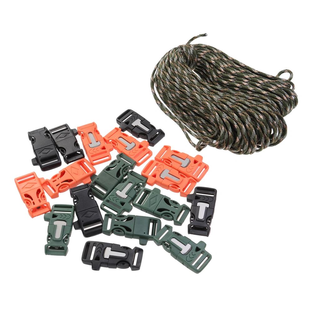 30.5m 4mm 7-Core Survival Paracord Parachute Cord Rope with 18 PCS Multi-functional Whistle Fire Starter Buckle