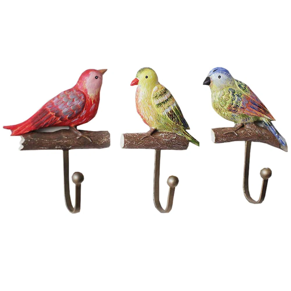 1 Set Decorative Resin Pastoral Birds Coat Hook Retro Anti-rust Hanger Wall Mounted Decorative Wall Hook for Coat Towel Keys Bags Kitchen Bathroom and Home Decoration -Colors (014)