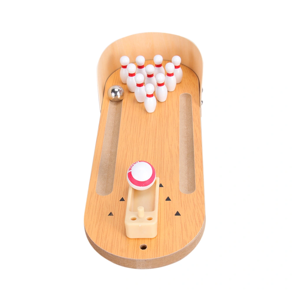 Wooden Mini Desktop Bowling Game Toy Set Tabletop Bowling Toy Classic Desk Ball Kit Finger Hand Stress Relief and Kill Time Toy for Kids Adults (Size M)