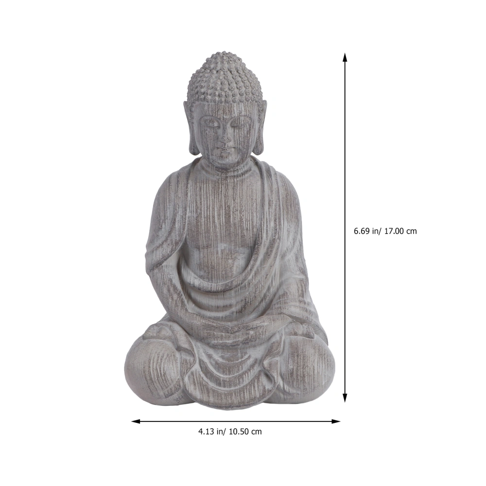 1Pc Buddha Statue Adornment Decorative Buddha Figurine Household Zen Decor Grey