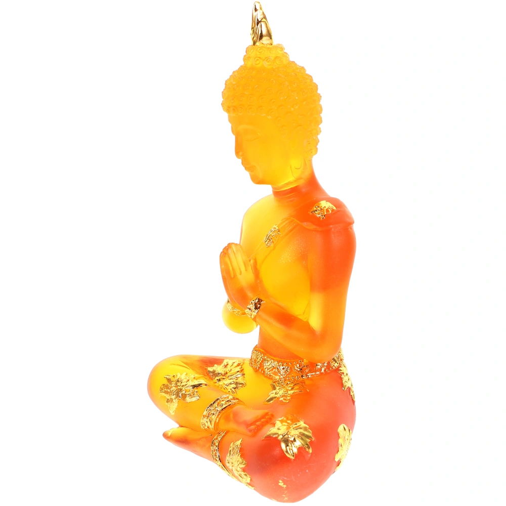 1pc Serene Sitting Buddha Statue Amber Meditating Sculpture Figurine Ornament