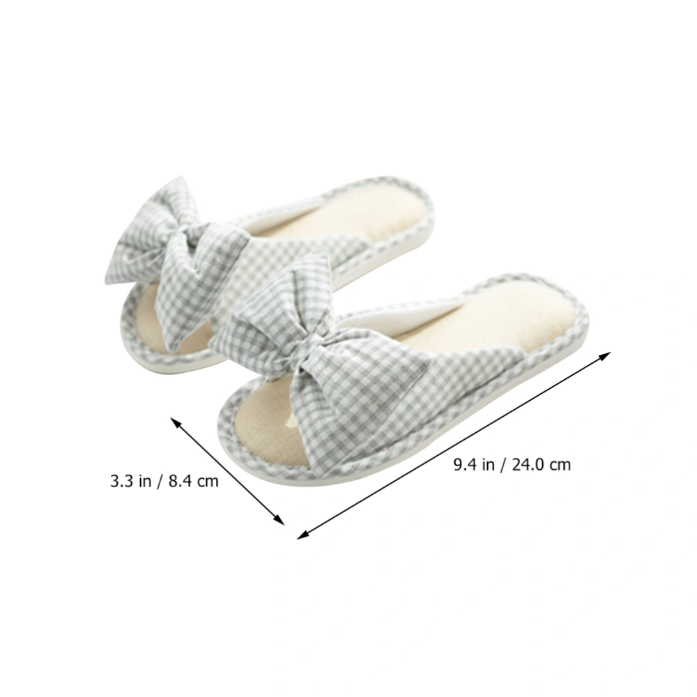 1 Pair Peep Toe Slippers Breathable Anti-slip Slippers Lovely Bow Knot Shoes