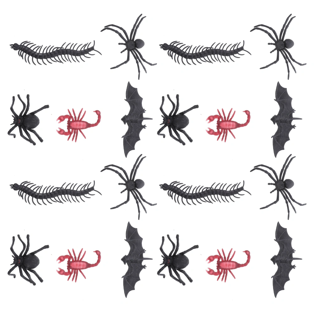 50pcs Halloween Insect Decoration Plastic Realistic Spider Centipede Bat Props