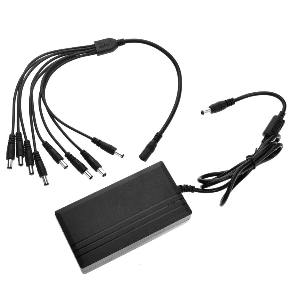 12V 5A 60W DC Power Supply Adapter with 8 Way CCTV Power Splitter Cable for LED Strip Light