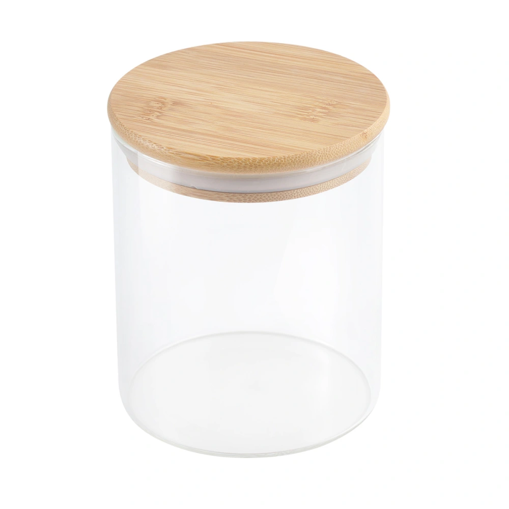 Sealed Glass Jar with Bamboo Wooden Lid Grain Canister Food Storage Container for Loose Tea Coffee Bean (750ml)