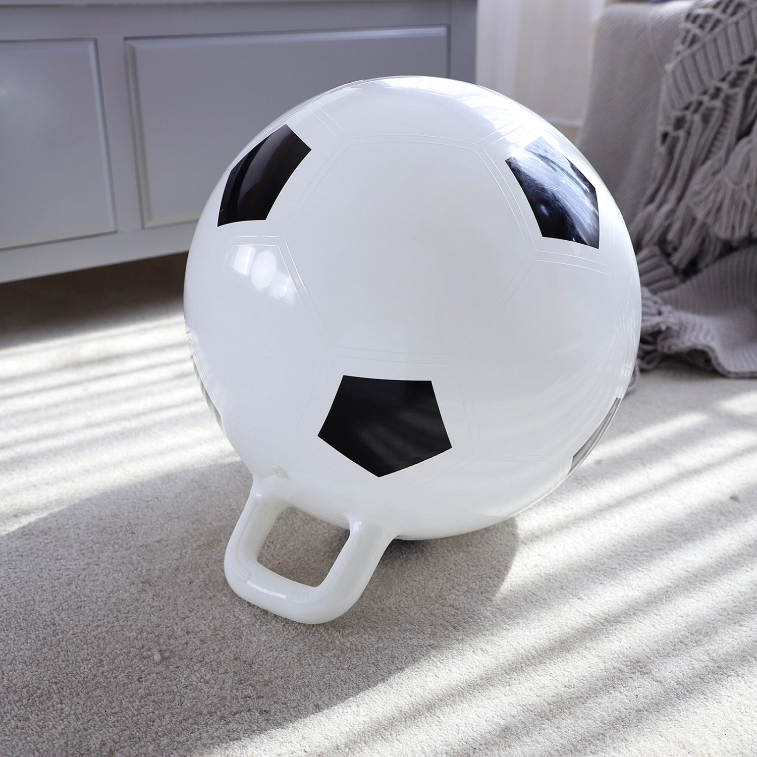 STOBOK 45cm Hopping Ball Hopper Ball Jumping Ball with Handle Inflatable PVC Bouncing Ball for Children