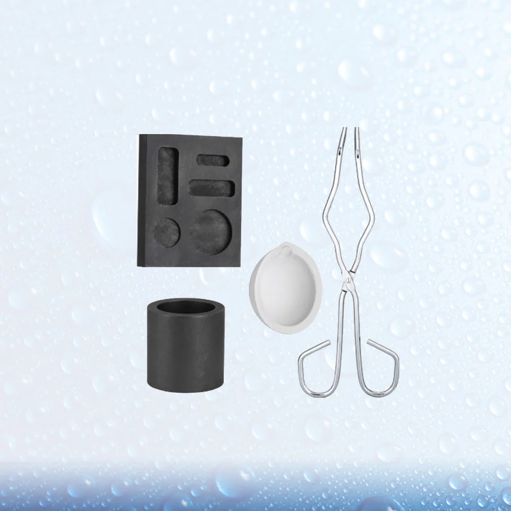 1 Set/4 Pcs Torch Melting Graphite Crucible Kit Precious Metal Torch Casting Kit High Purity Graphite Modern Ceramic Processing Technology(Quartz Crucible, Tong, Bowl, Mould)