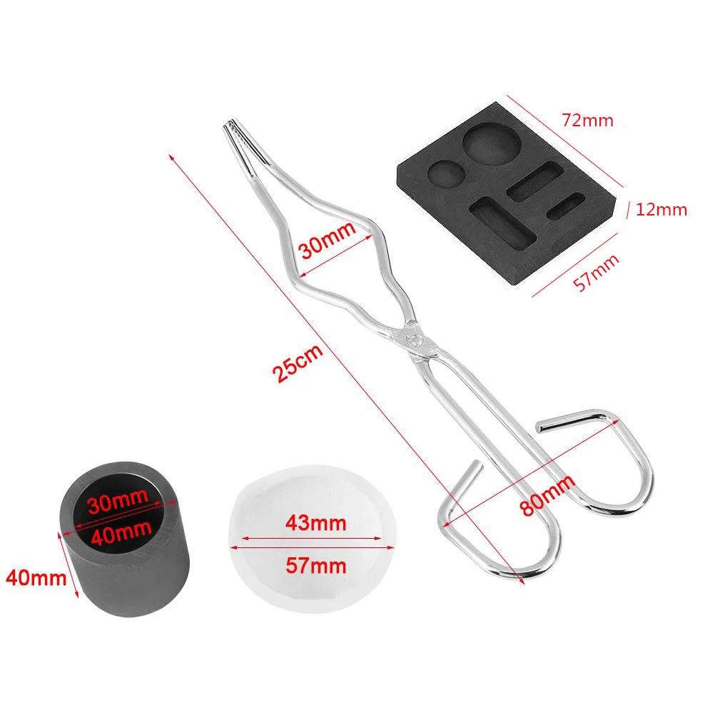 1 Set/4 Pcs Torch Melting Graphite Crucible Kit Precious Metal Torch Casting Kit High Purity Graphite Modern Ceramic Processing Technology(Quartz Crucible, Tong, Bowl, Mould)