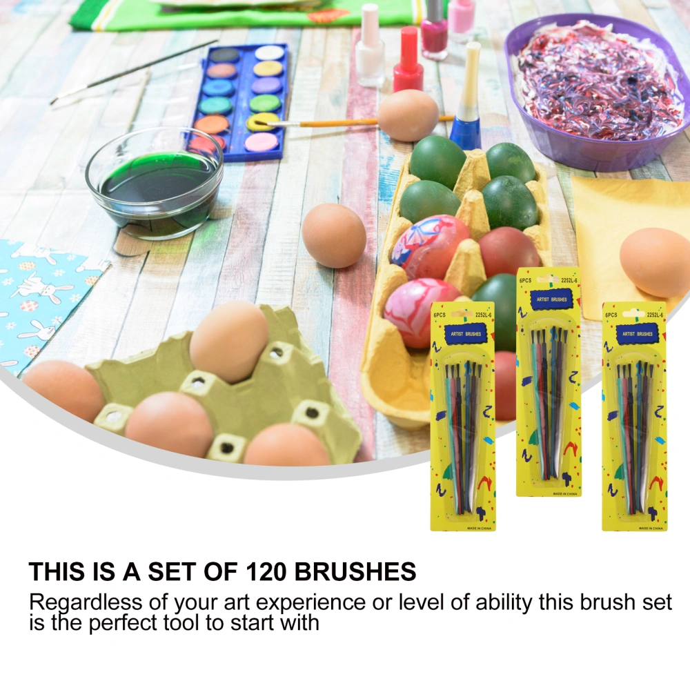 120 Pcs Kids' Plastic Brushes DIY Detail Paint Brushes Painting Brushes