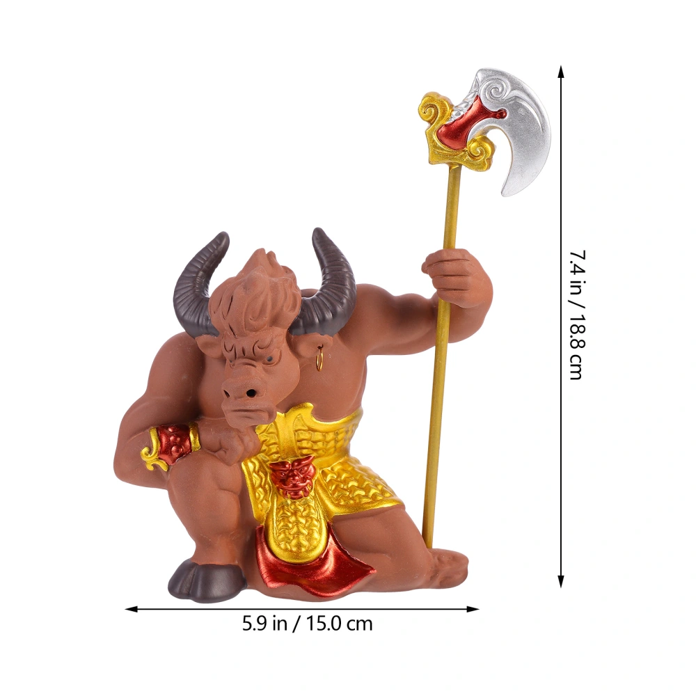 1pc Home Decoration Ornament Chinese Style Bull Devil Zen Ornament for Tabletop